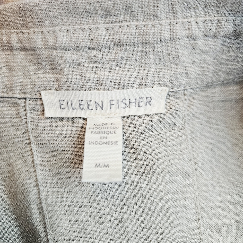 Eileen Fisher Short-Sleeve Linen Blend Button Down Shirt size Medium - Picture 8 of 8